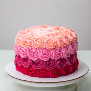 Queque de rosetones rosados