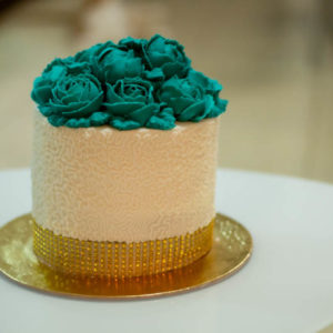 Queque flores turquesa