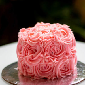 Queque rosetones rosados